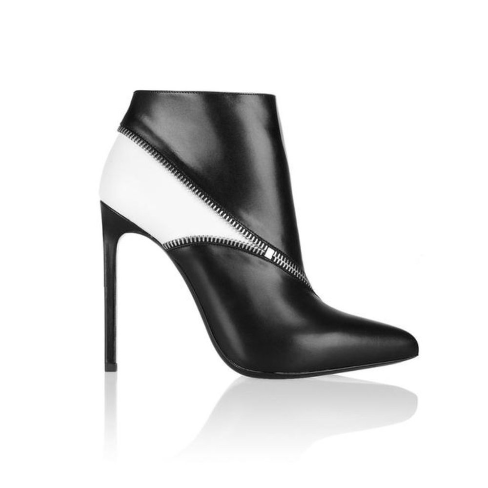 Black and White Saint Laurent Zipper booties